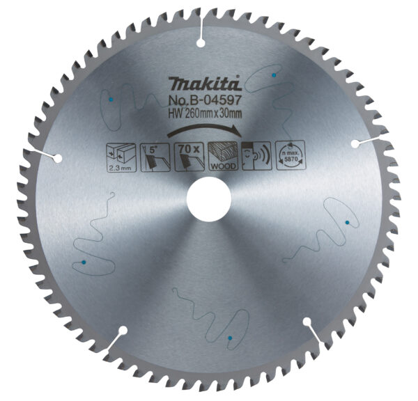 Circular Saw Blade, Standard T.C.T. 260 x 30 mm, 70 T, Wood / General Purpose | B-04597