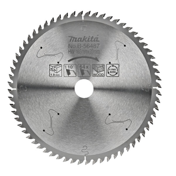 Circular saw blade, Standard T.C.T, 165 x 20 mm, 64 T | B-56487