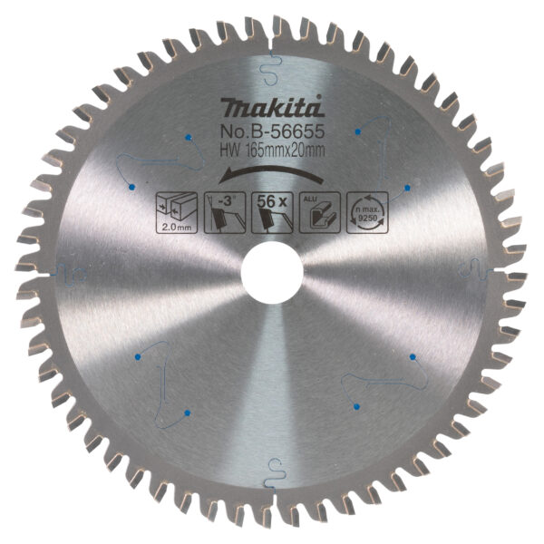 Circular Saw Blade, Specialized T.C.T. 165 x 20 mm, 56 T, Aluminum | B-56655