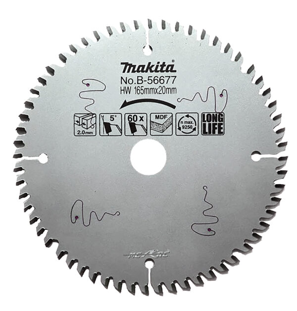 Circular Saw Blade, Specialized T.C.T. 165 x 20 mm, 60 T, MDF / Laminate  | B-56677