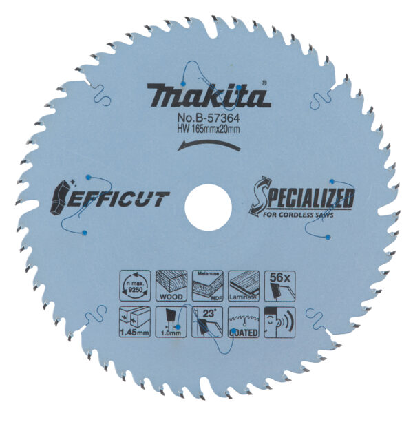 Circular saw blade, Efficut T.C.T, 165mm x 20mm, 56 T | B-57364