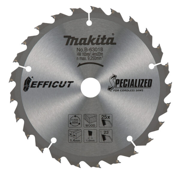 Circular saw blade, Efficut T.C.T, 165 x 20 mm, 25 T, Wood | B-63018