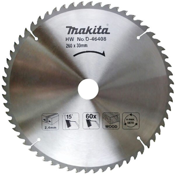 Circular saw blade, Standard T.C.T, 260 x 30 mm, 60 T | D-46408