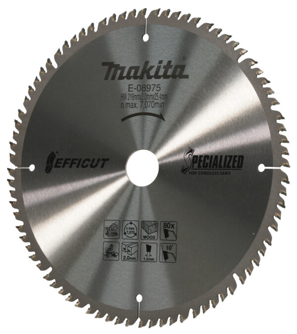 Circular Saw Blade, Efficut T.C.T, 216 x 25.4 mm, 80T, ATBR | E-08975