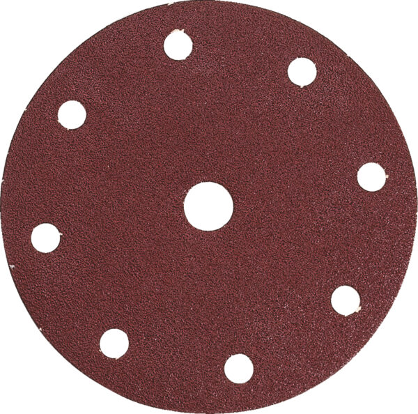 Abrasive Disc, 150 mm, 60G, Velcro, Wood / Metal, 9 Holes, 10 pcs | P-31924